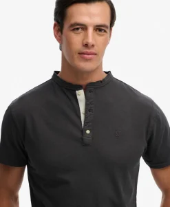 Classic Cotton Linen Short Sleeve Henley T-shirt