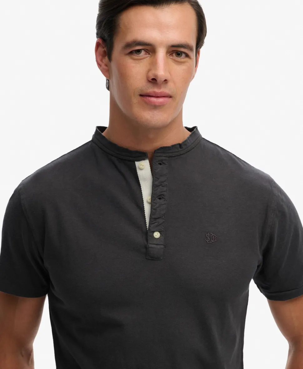 Classic Cotton Linen Short Sleeve Henley T-shirt