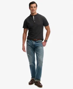 Classic Cotton Linen Short Sleeve Henley T-shirt