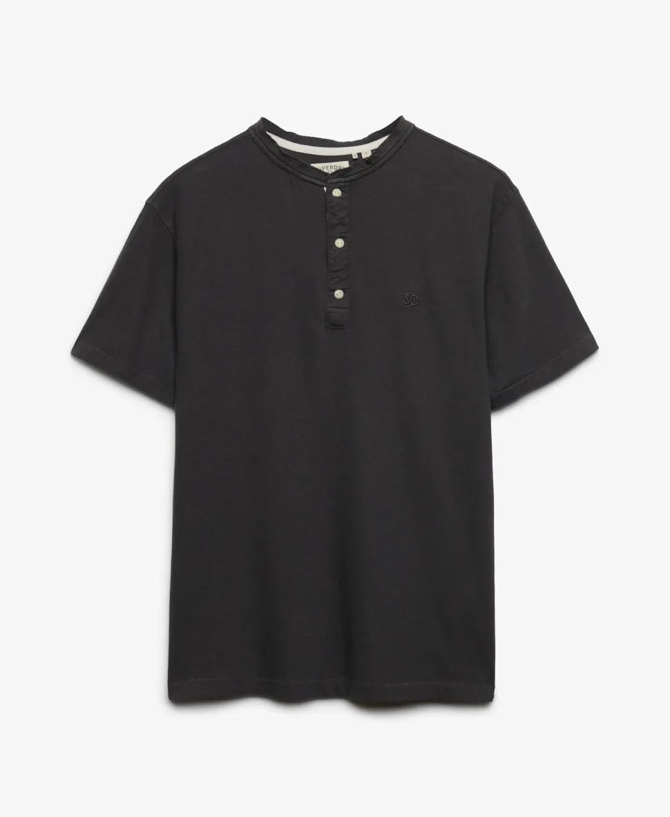 Classic Cotton Linen Short Sleeve Henley T-shirt