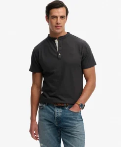 Classic Cotton Linen Short Sleeve Henley T-shirt
