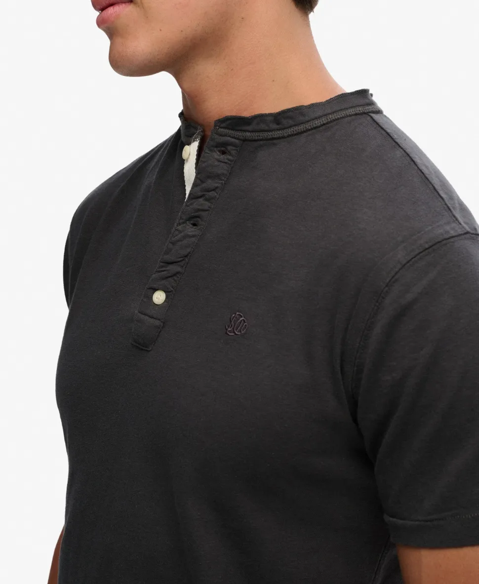 Classic Cotton Linen Short Sleeve Henley T-shirt