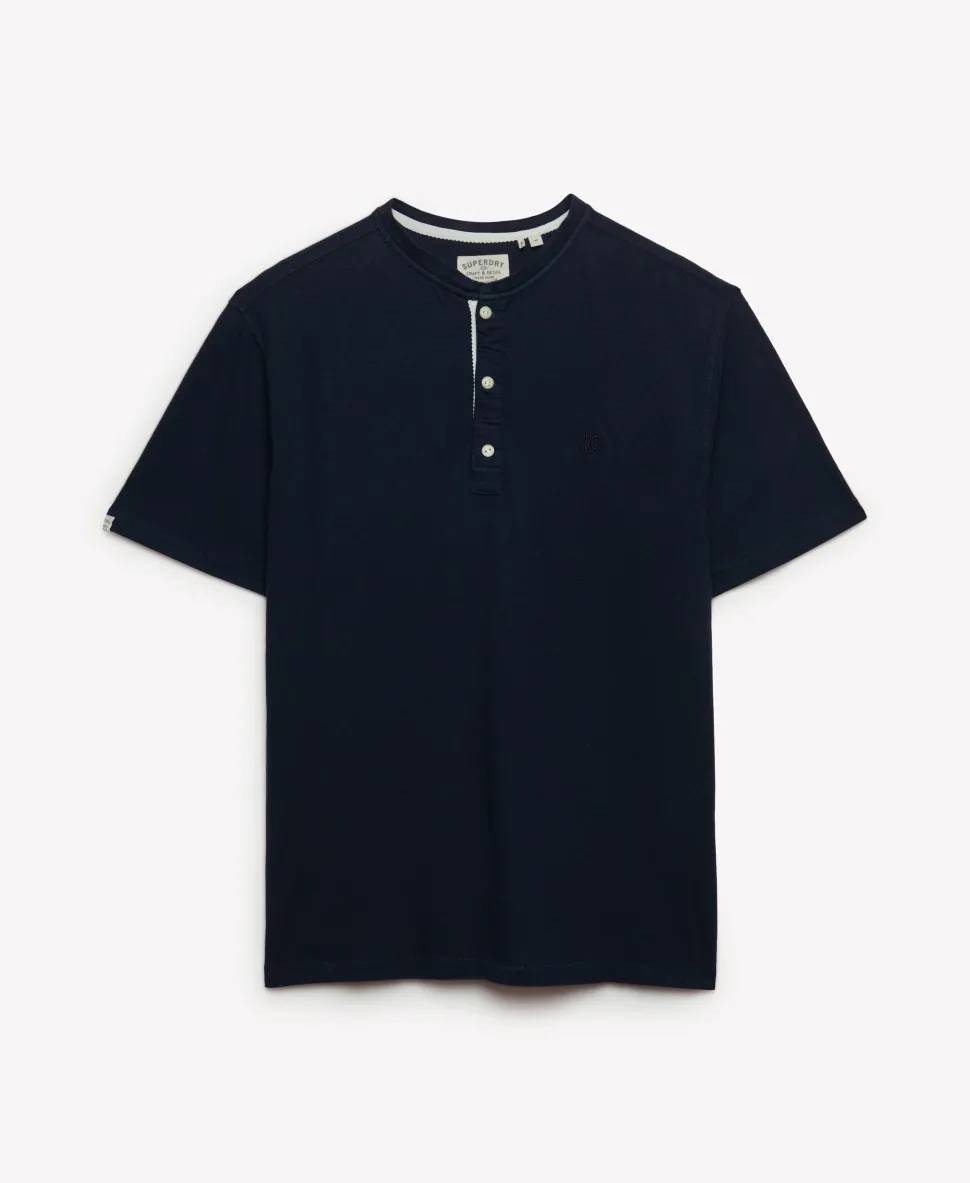 Classic Cotton Linen Short Sleeve Henley T-shirt