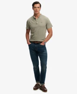 Classic Cotton Linen Short Sleeve Henley T-shirt