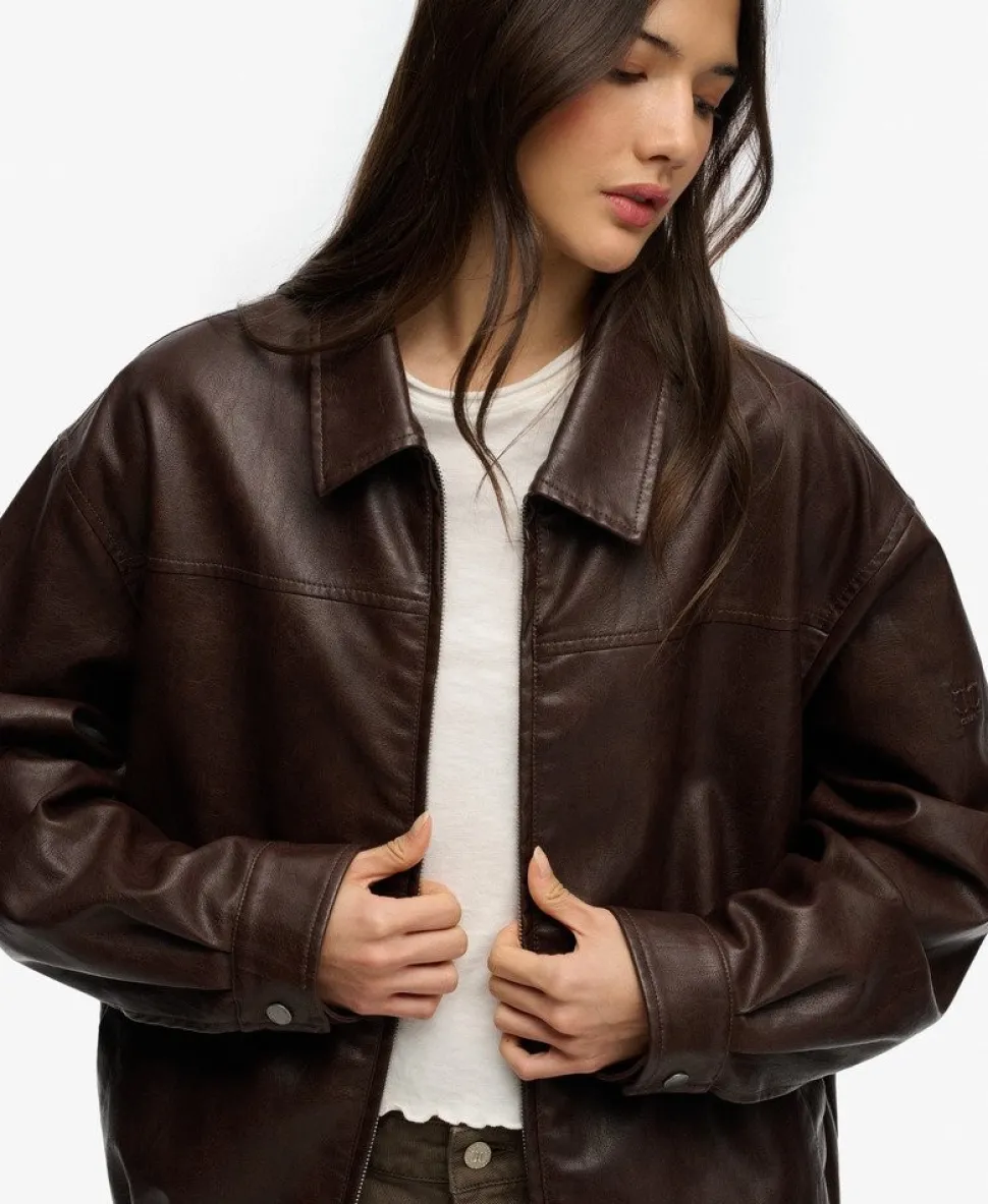 Collared Oversized Bomber Jacket