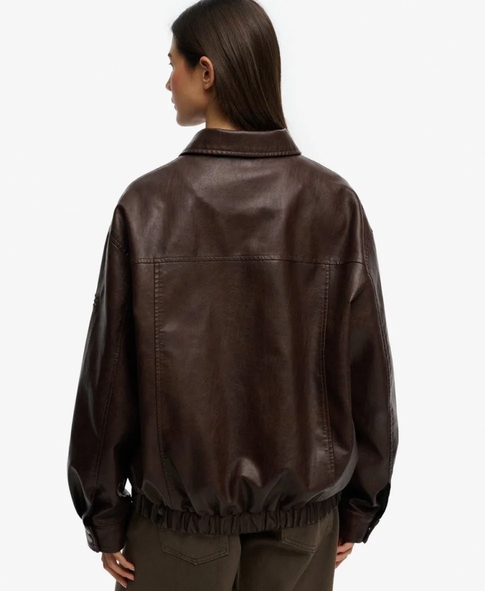Collared Oversized Bomber Jacket