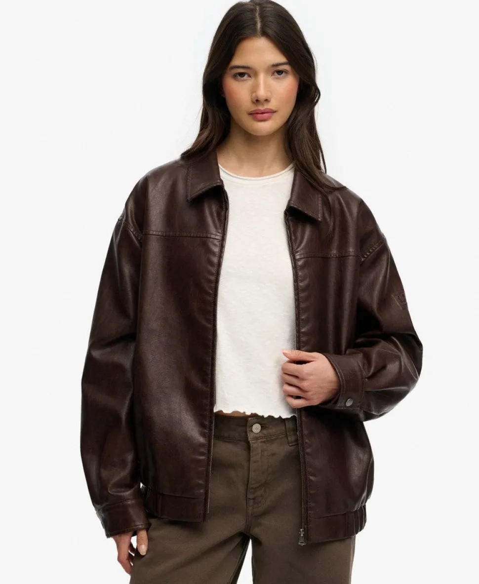 Collared Oversized Bomber Jacket