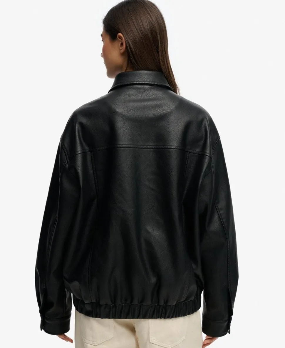 Collared Oversized Bomber Jacket