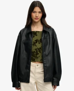 Collared Oversized Bomber Jacket
