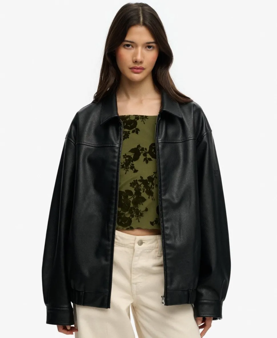 Collared Oversized Bomber Jacket