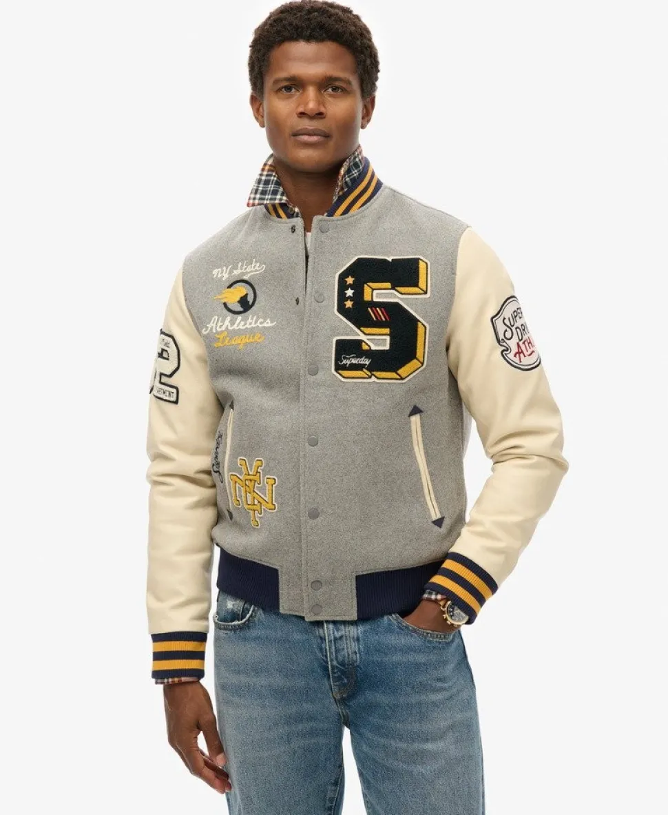 College Patched Bomber Jacket