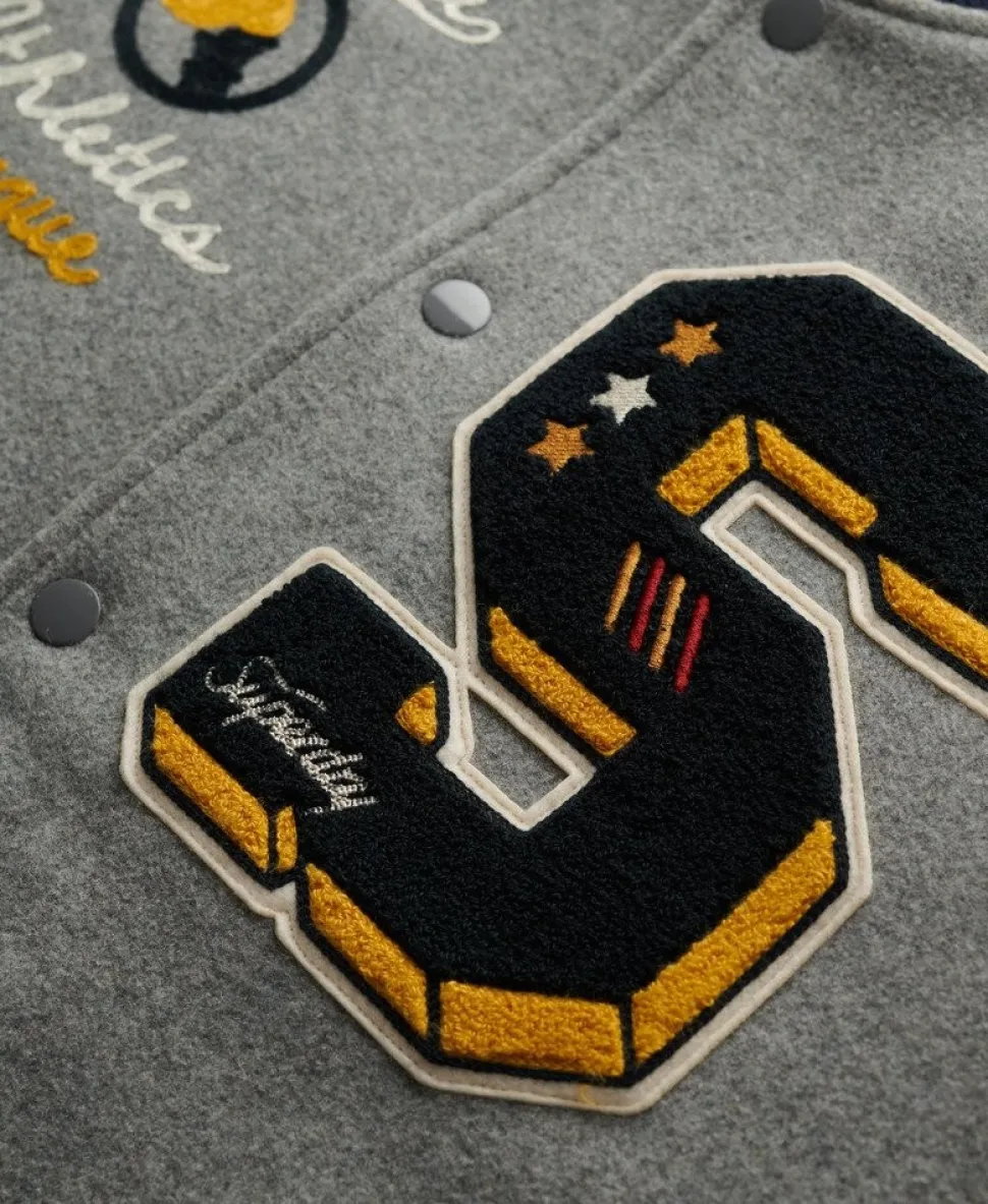 College Patched Bomber Jacket
