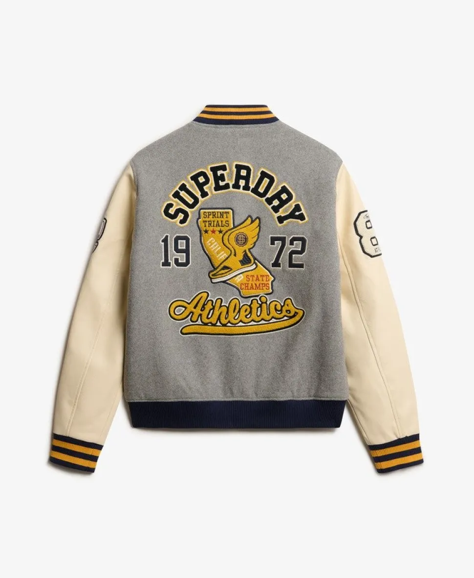 College Patched Bomber Jacket