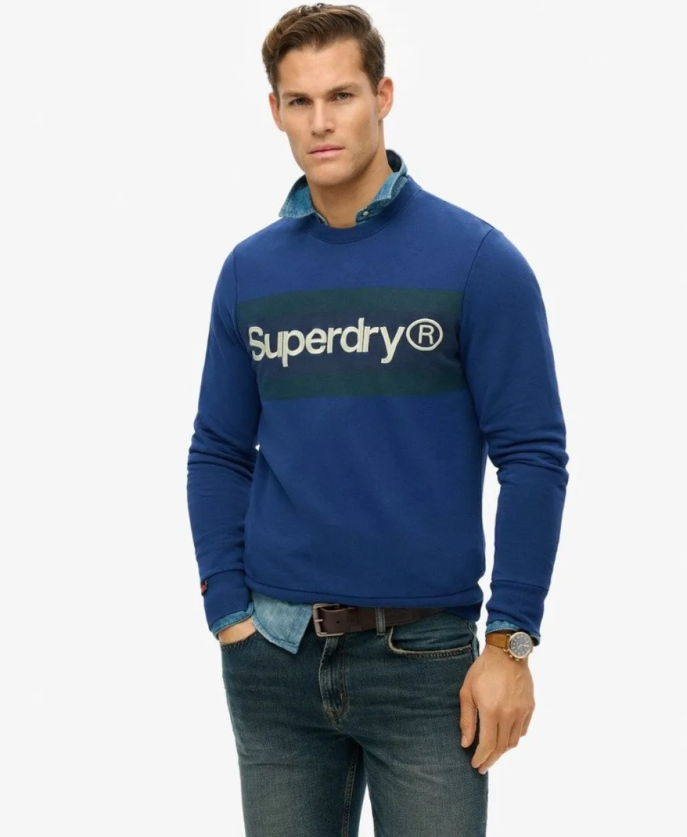 Core Logo Stripe Relaxed Crew Sweatshirt