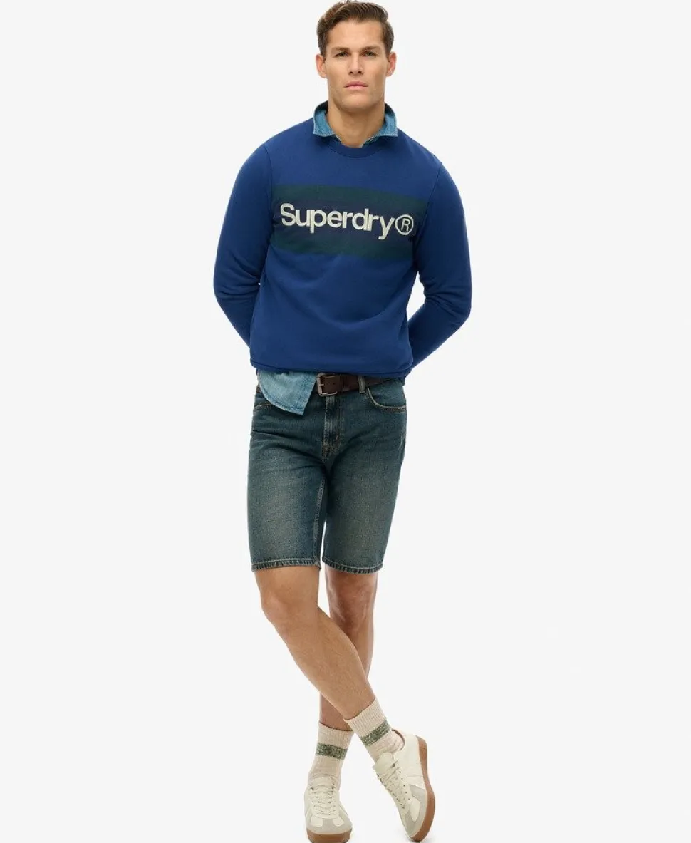 Core Logo Stripe Relaxed Crew Sweatshirt