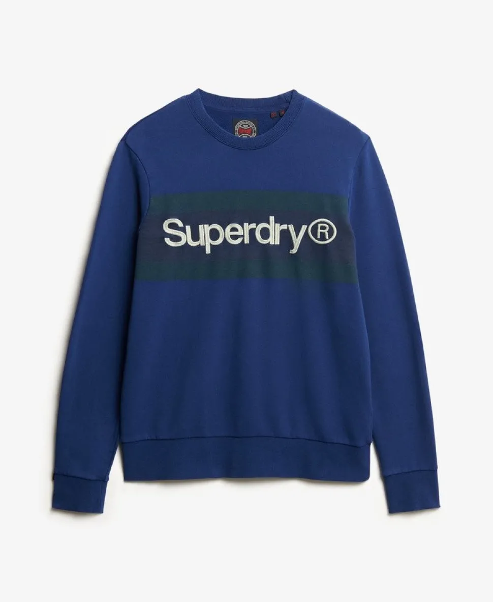 Core Logo Stripe Relaxed Crew Sweatshirt