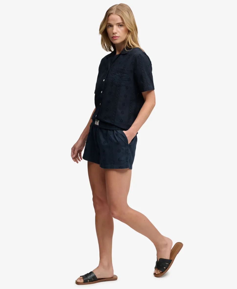 Cotton Broderie Beach Shorts