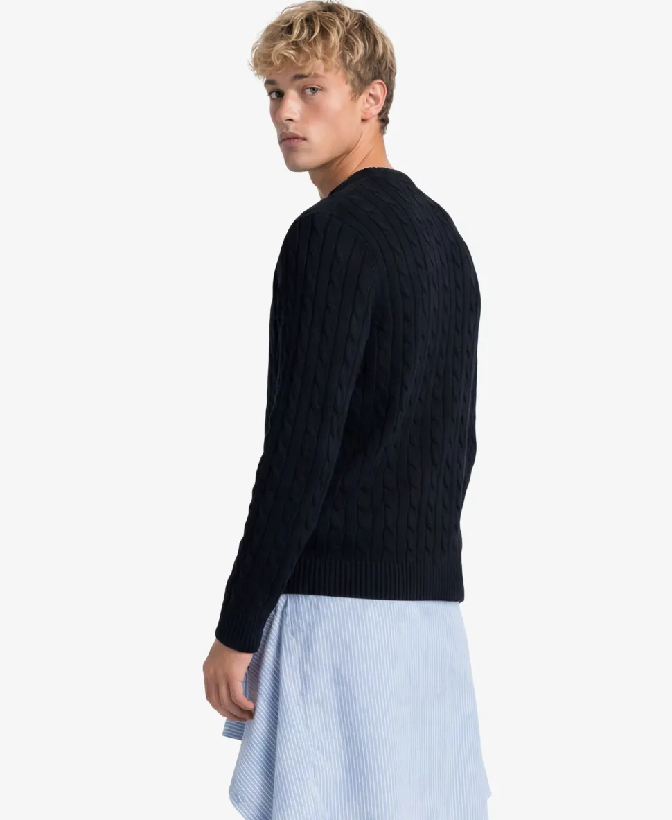 Cotton Cable Knit Crew Jumper