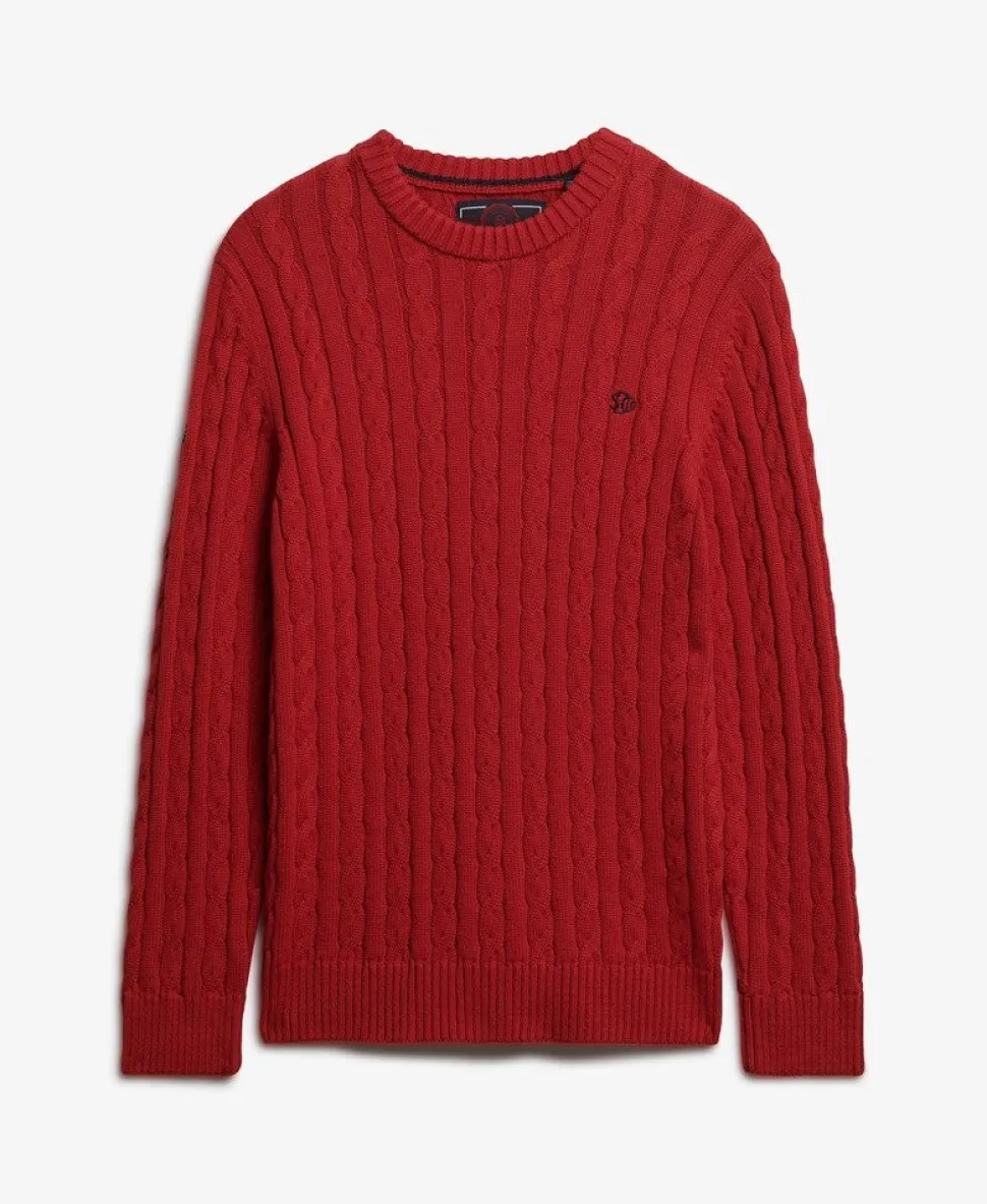 Cotton Cable Knit Crew Jumper