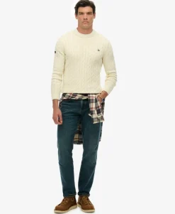Cotton Cable Knit Crew Jumper