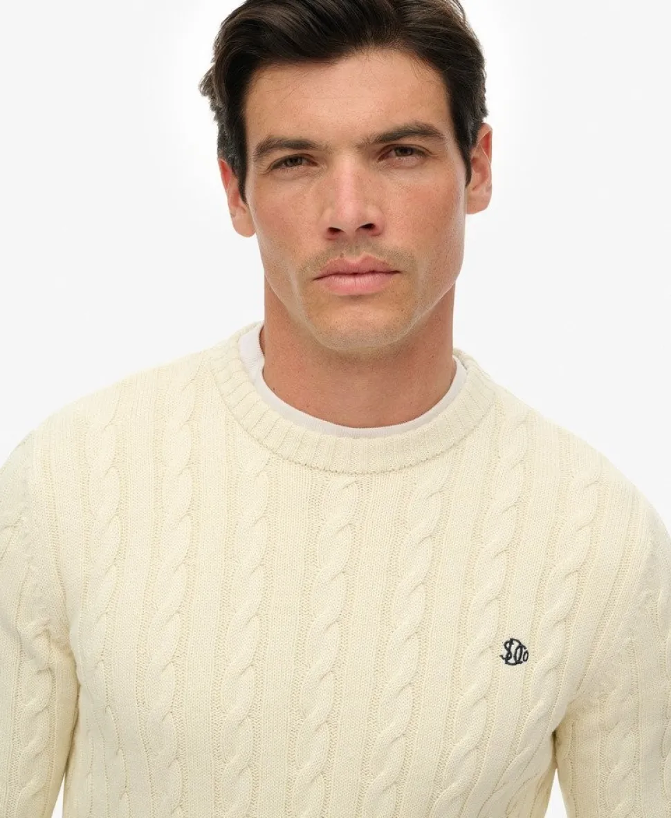 Cotton Cable Knit Crew Jumper