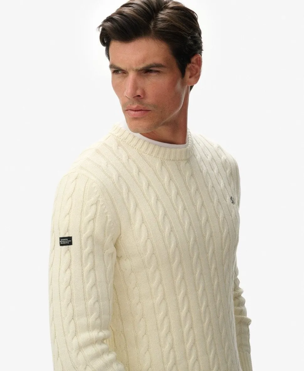 Cotton Cable Knit Crew Jumper