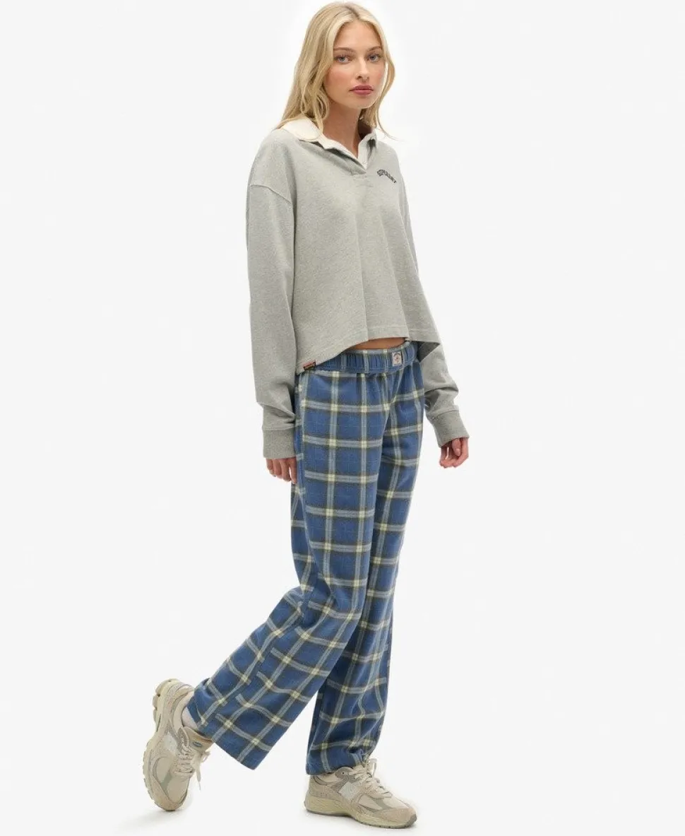 Cotton Check Elastic Trousers