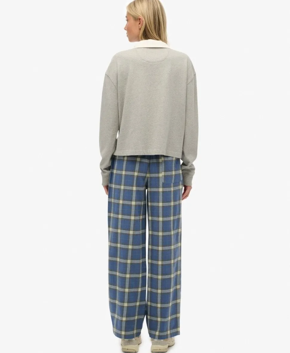 Cotton Check Elastic Trousers