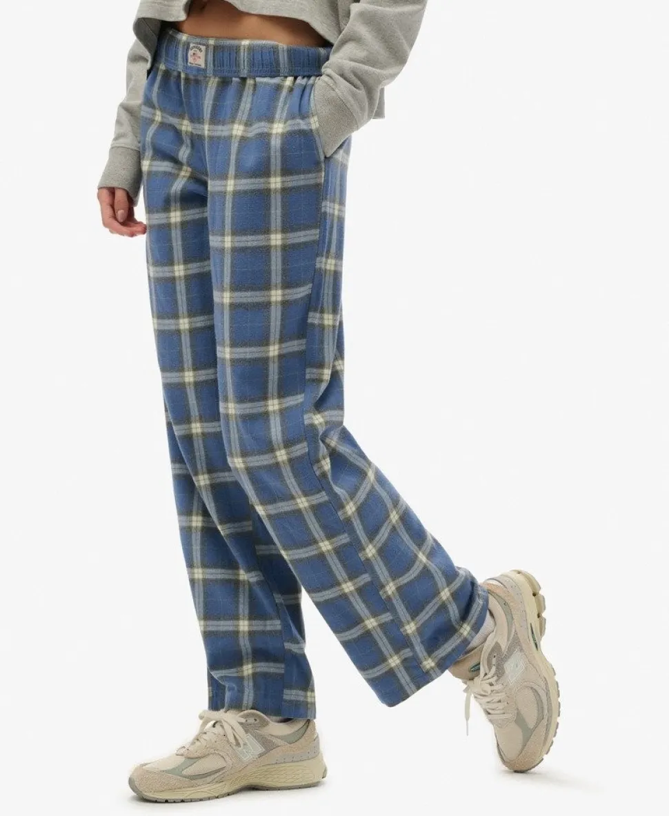 Cotton Check Elastic Trousers