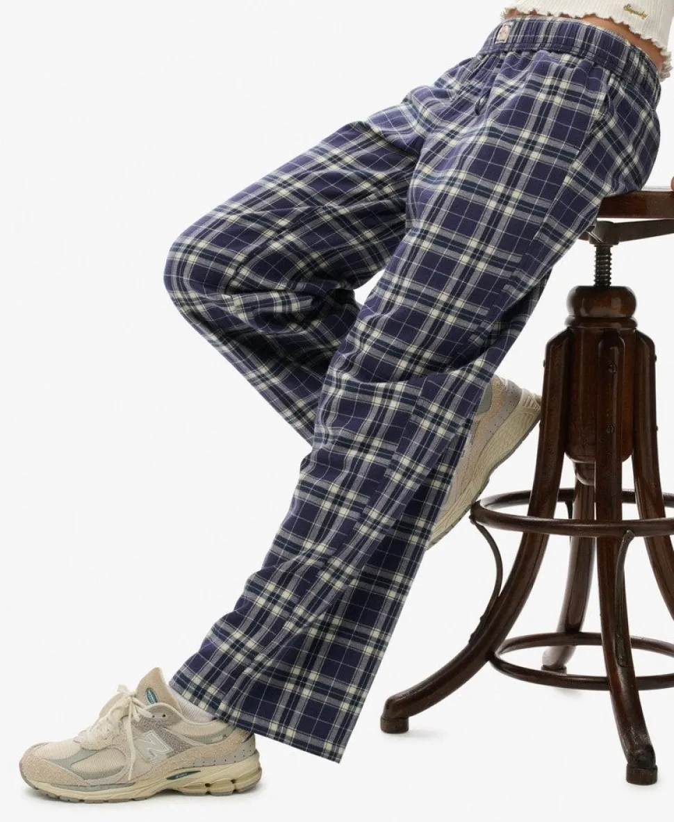Cotton Check Elastic Trousers