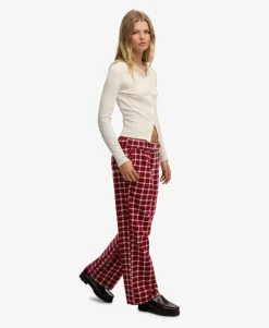 Cotton Check Elastic Trousers