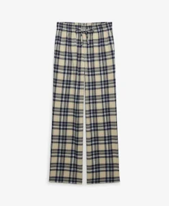 Cotton Check Elastic Trousers