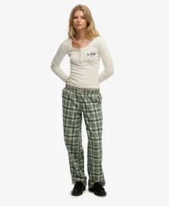Cotton Check Elastic Trousers