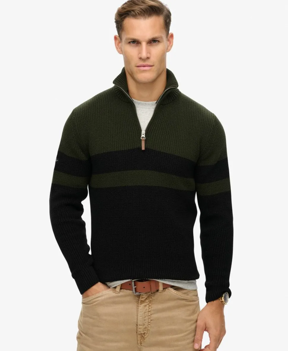 Cotton Classic Stripe Half-Zip Jumper