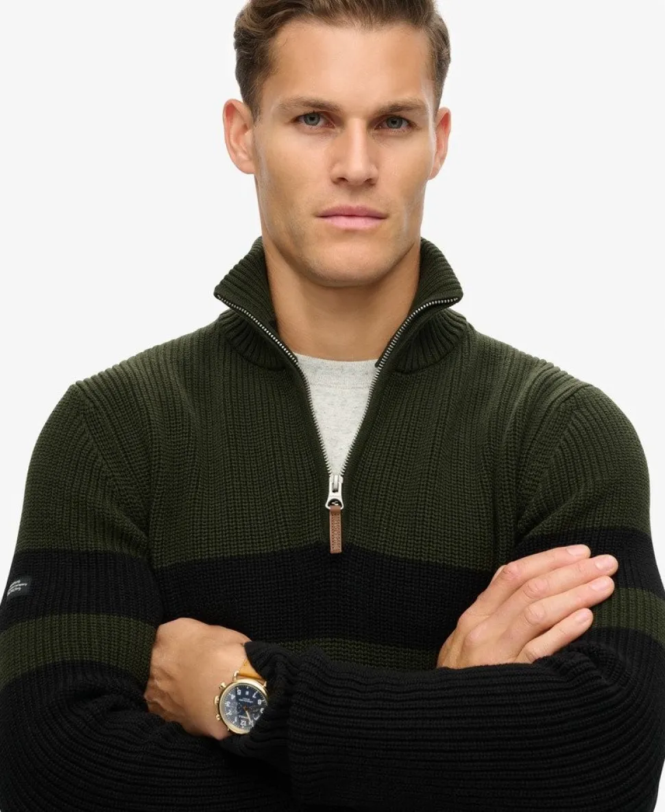 Cotton Classic Stripe Half-Zip Jumper