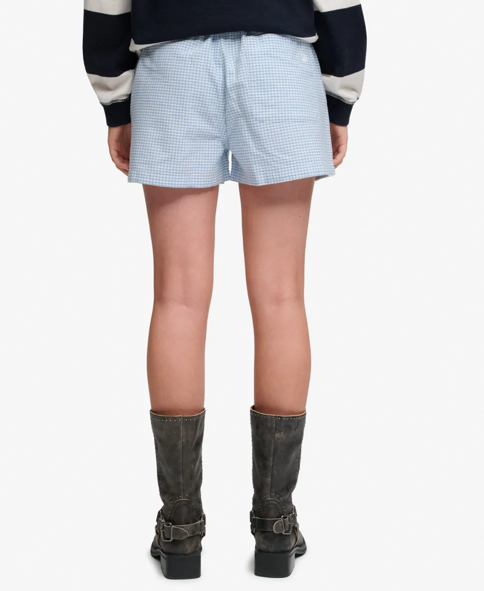Cotton Elastic Check Shorts