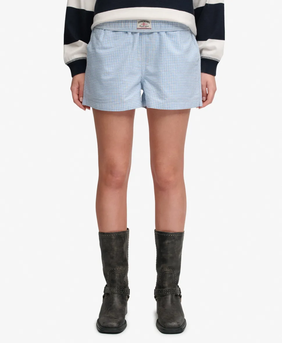 Cotton Elastic Check Shorts