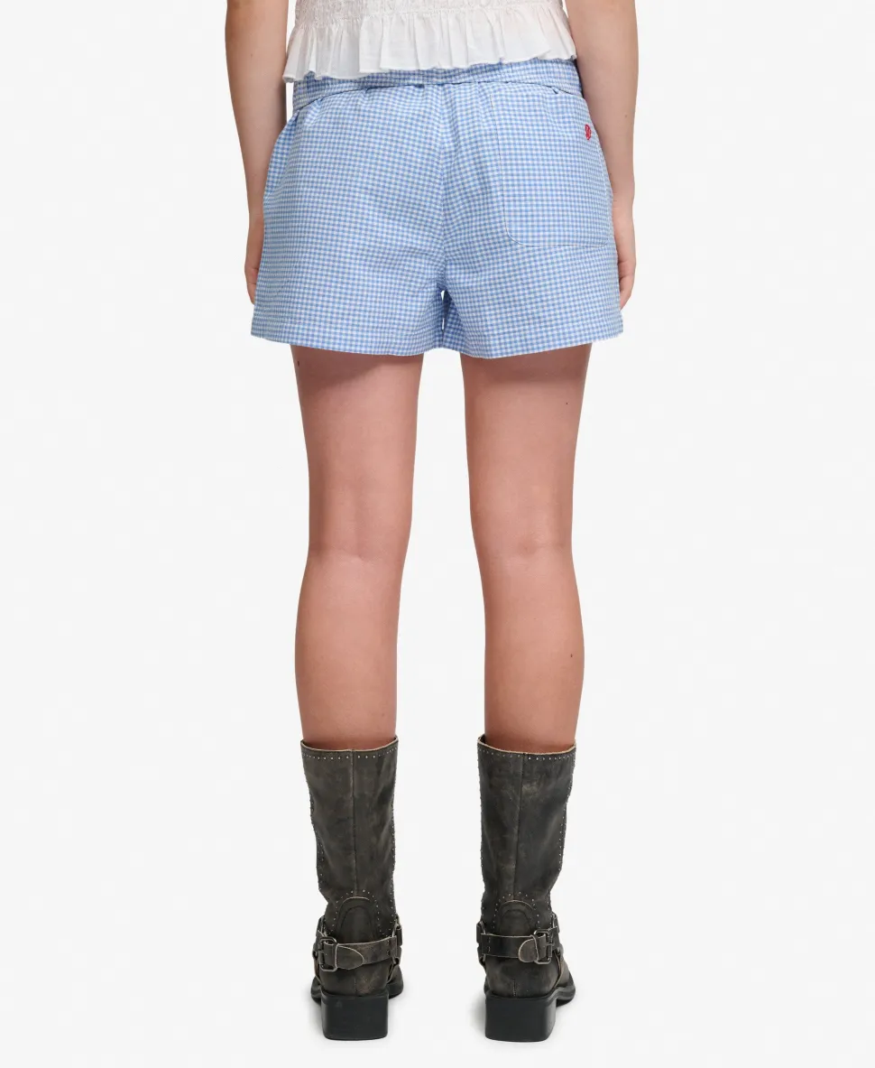 Cotton Elastic Check Shorts