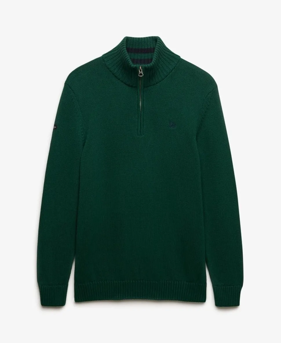 Cotton Half Zip Knit Jumper
