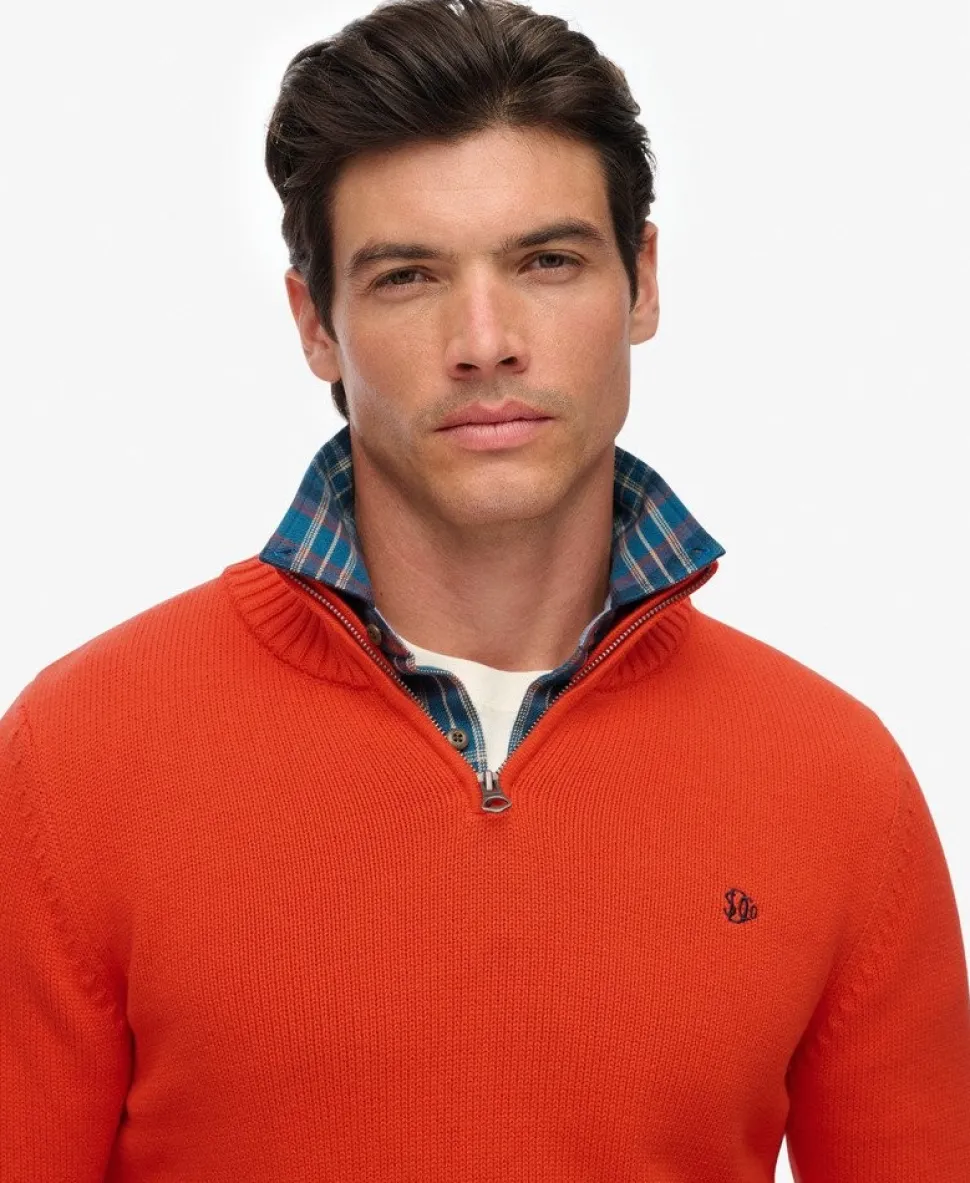 Cotton Half Zip Knit Jumper