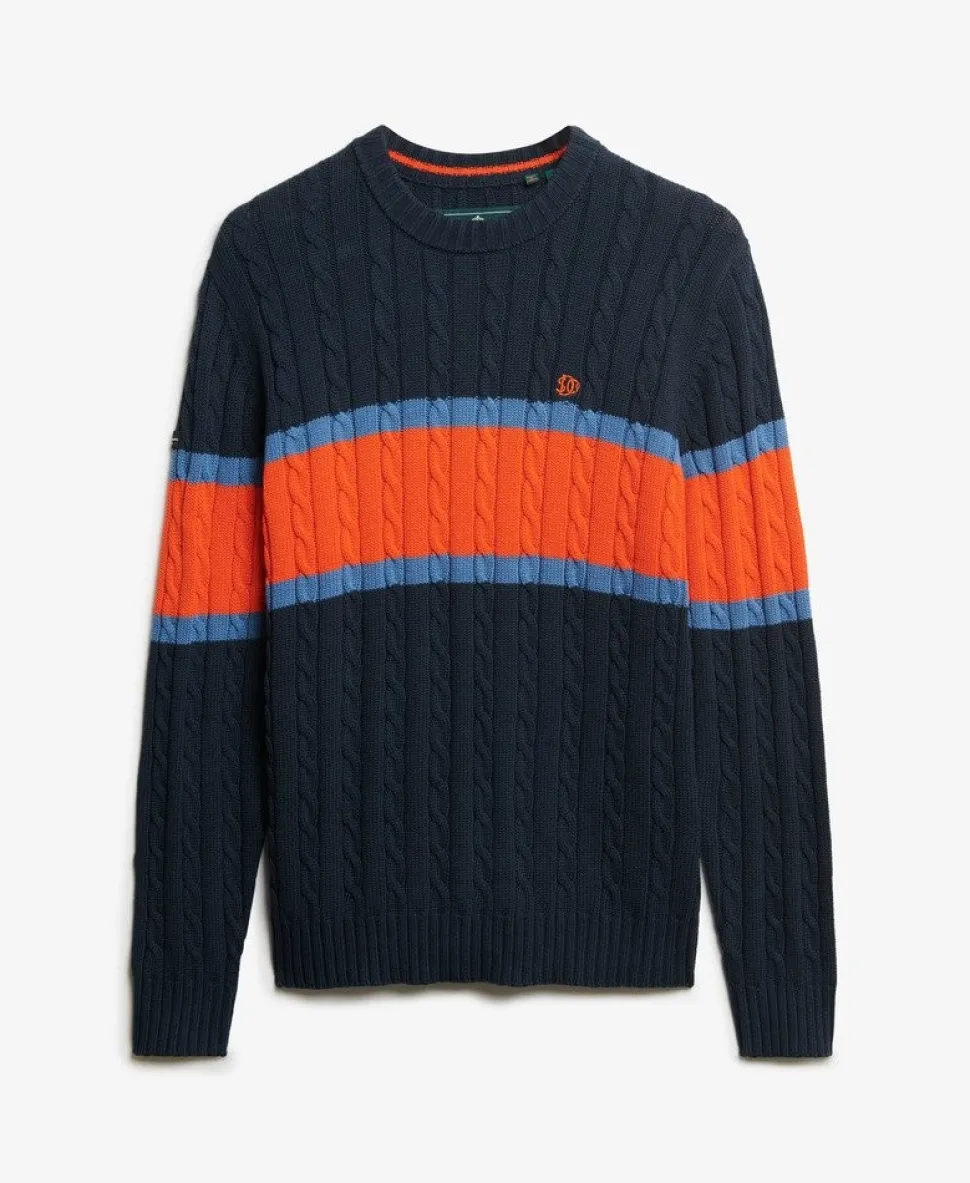 Cotton Stripe Cable Jumper