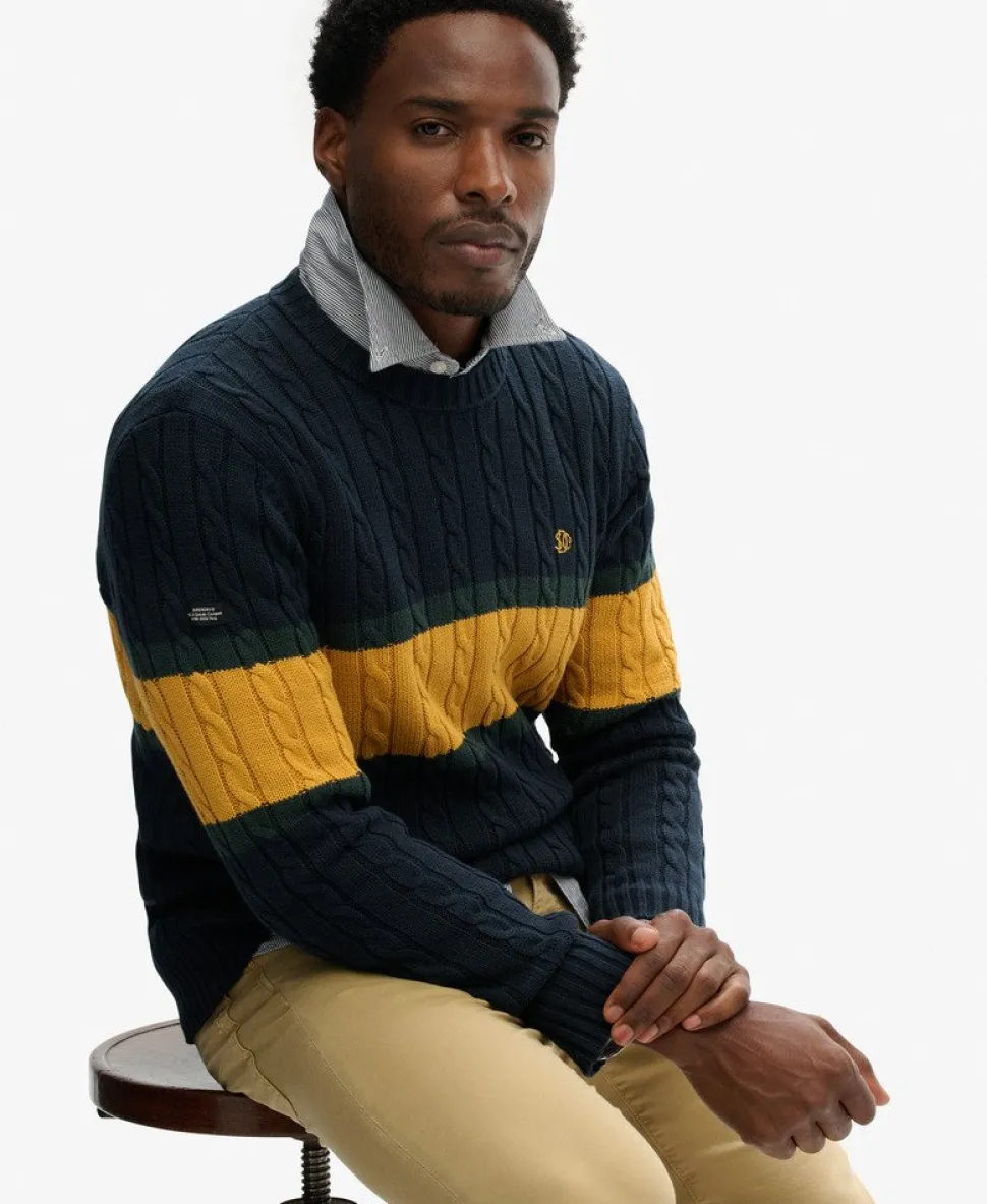 Cotton Stripe Cable Jumper