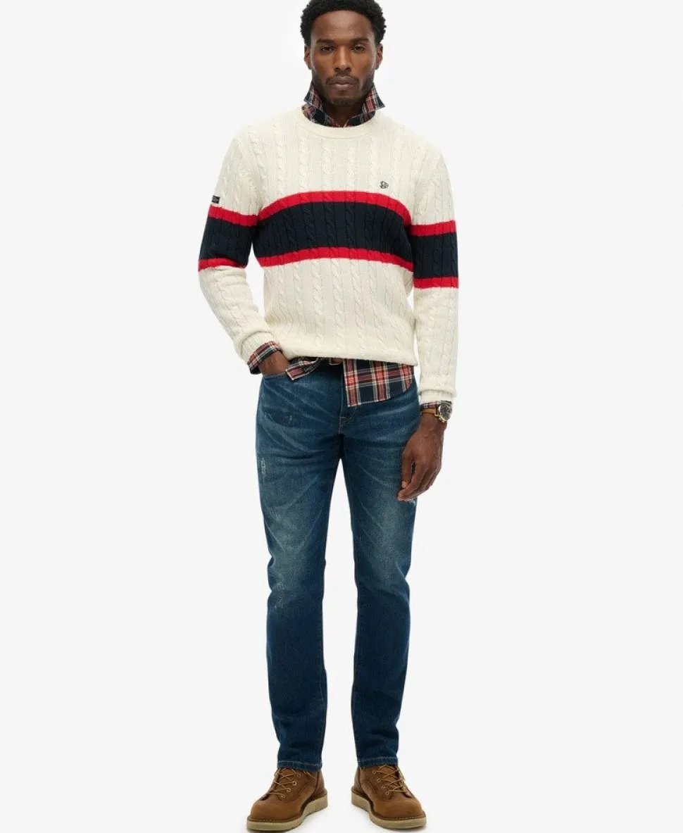 Cotton Stripe Cable Jumper