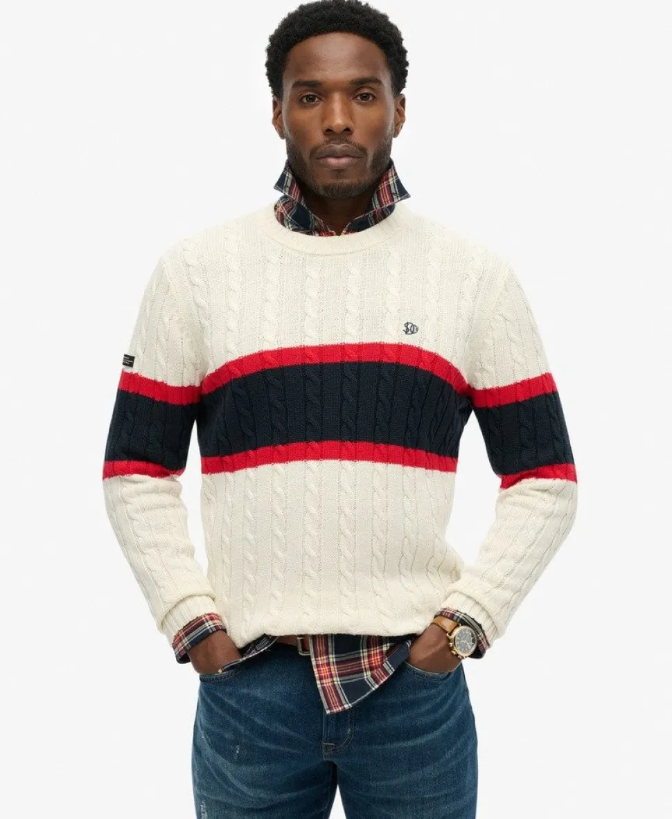 Cotton Stripe Cable Jumper