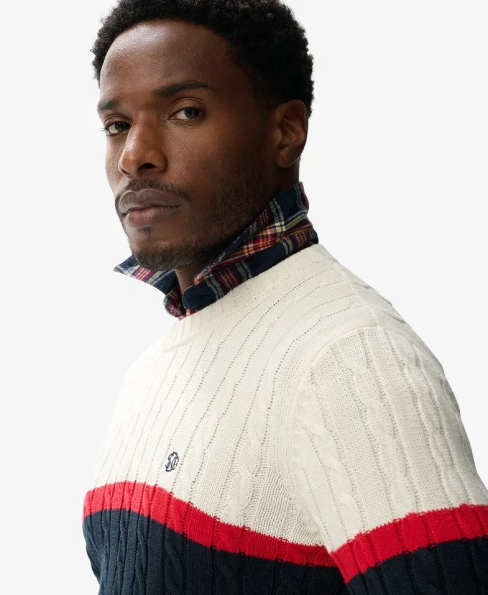 Cotton Stripe Cable Jumper
