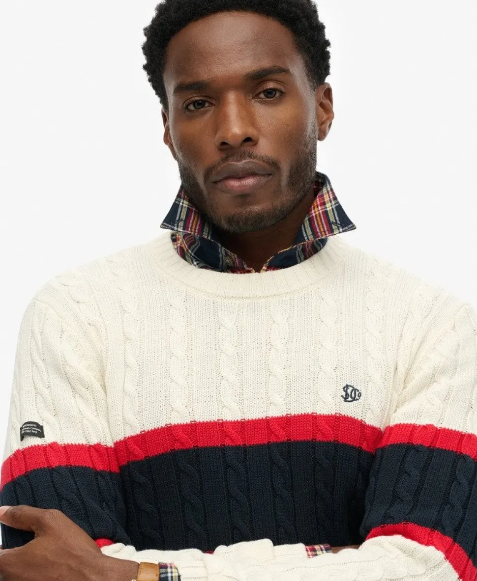 Cotton Stripe Cable Jumper