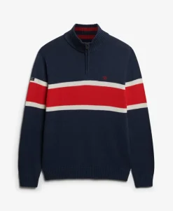 Cotton Stripe Half Zip Knit