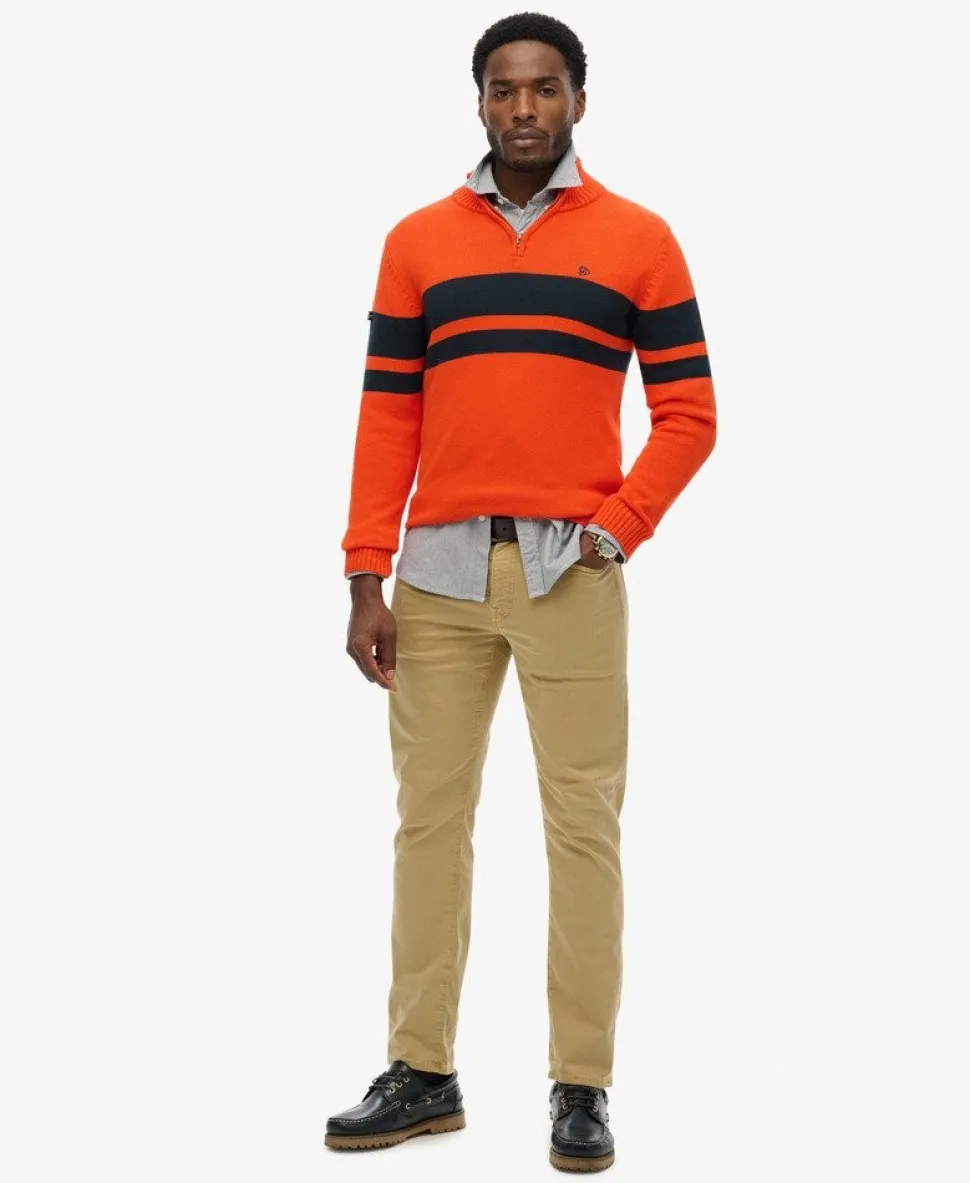 Cotton Stripe Half Zip Knit