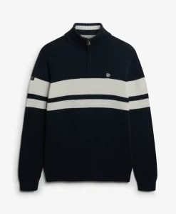 Cotton Stripe Half Zip Knit