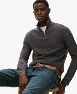 Cotton Texture Half-Zip Jumper